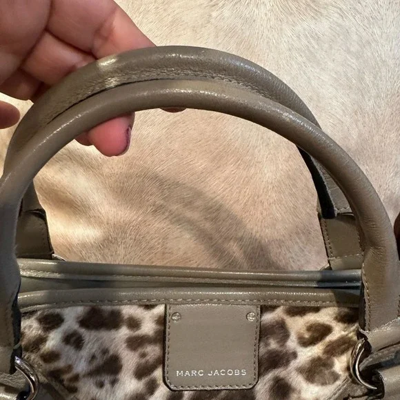 Marc Jacobs Collection Wellington taupe leather leopard calf hair bag Satchel - Picture 9 of 13